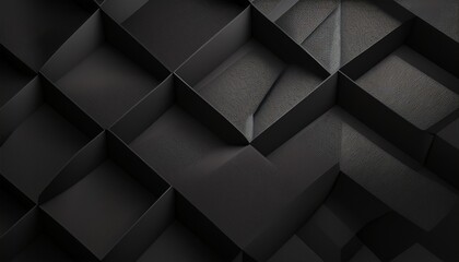 dark geometric pattern with 3d cube illusion in black and gray tones modern abstract background for architecture interior design and minimal luxury concepts