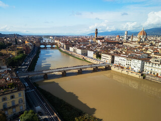 Florence city panorama, Italy - aerial drone view 