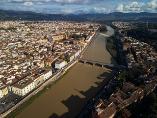 Florence city panorama, Italy - aerial drone view 
