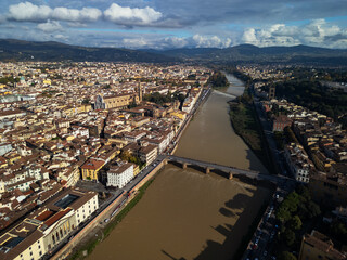 Florence city panorama, Italy - aerial drone view 