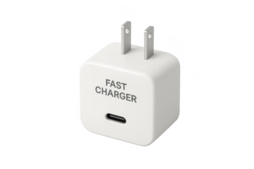 White fast charger power adapter featuring usb type c port