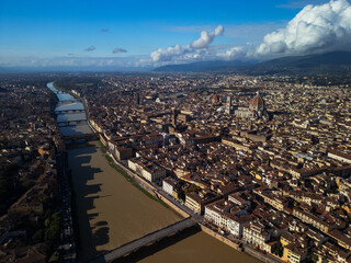 Florence city panorama, Italy - aerial drone view 