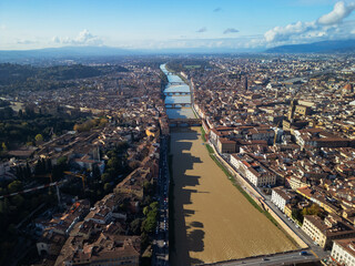Fototapeta premium Ponte Vecchio Bridge in Florence, aerial view from Italy