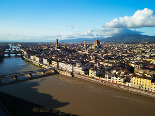 Florence city panorama, Italy - aerial drone view 