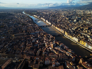 Florence city panorama, Italy - aerial drone view 