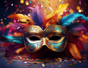 carnival mask with confetti
