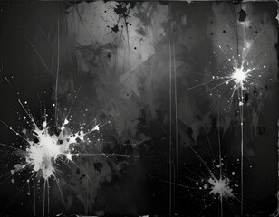 Black and white abstract texture with scratches and splatter marks. Generated image