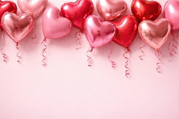 Valentine's Day banner with heart-shaped balloons and empty space for promotional text