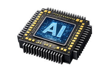 Ai microprocessor driving innovation in computing, neural networks, and deep learning, featuring a transparent background