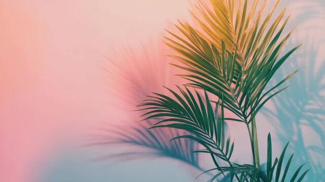 Vivid pink gradient with palm tree silhouette set against a softly blurred tropical background. Perfect for travel, vacation, and relaxation themes.