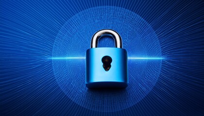 a blue lock is displayed on a blue background