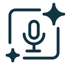 Speech and voice recognition generative AI icon representing artificial intelligence for voice input, speech processing, and smart audio generation. Modern symbol for AI-powered voice technology.