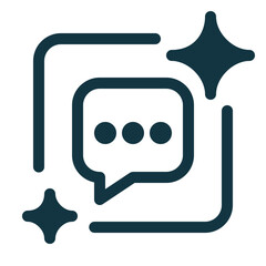 AI messages tool and assistant outline icon. Minimal line-style design representing AI chat, virtual assistant, messaging automation, and smart communication concepts.