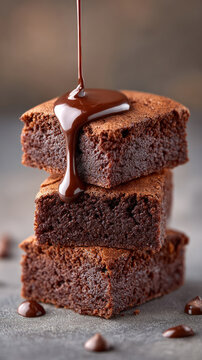 Decadent devils food cake stack with dripping chocolate ganache for dessert lovers