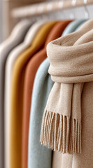 Elegant scarf display with fluttering fabrics for interior design inspiration