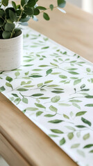 Diy botanical leaf printed table runner for nature-inspired home decor