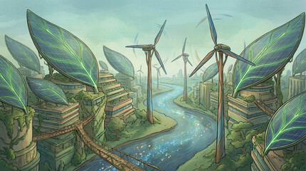 Sustainable Future City with Renewable Energy and Green Architecture