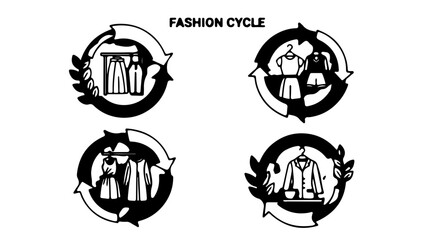 Obraz premium Sustainable fashion cycle and textile recycling icons