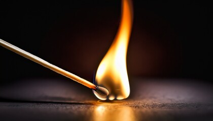 striking a match to ignite a warm and brilliant flame in dim light