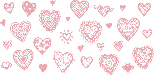 Hand drawn doodle hearts for seamless patter, banner,background and other design elememnt.Happy valentine or wedding concept. Vector illustration.