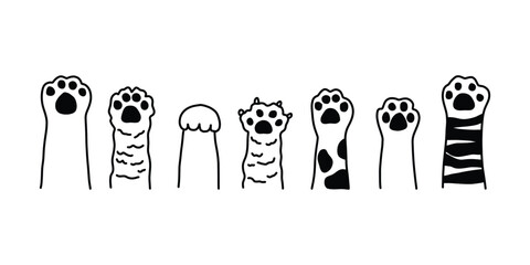 Cute Animal Paw Illustration Set. Cartoon Animal Paw Vector Collection