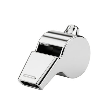Polished chrome whistle isolated on white background isolated on transparent background
