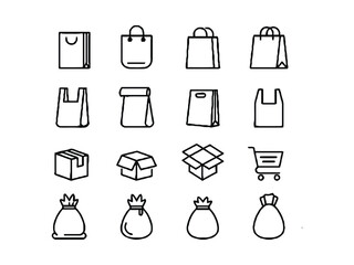 Retail Bag Icon Vector Set. Shopping Bag Outline Collection