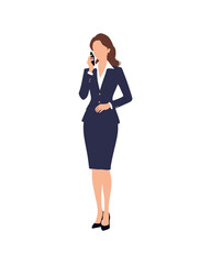Flat vector people and illustration, woman with formal executive outfit holding phone