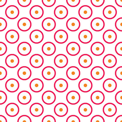 Tile vector pattern with pink and orange dots on white background