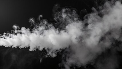 White billowing smoke trails across a dark solid background dissipating into wisps and ethereal forms