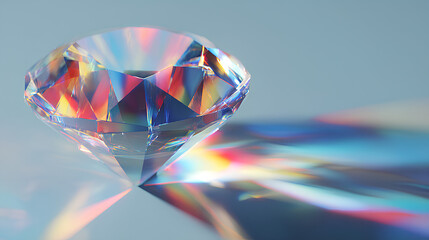 Diamond sparkle with futuristic lens flare rainbow effect and light refraction on minimal surface with prism glow and iridescent abstract texture Stock Illustration