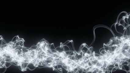 White wispy light trails create an abstract undulating pattern on a dark background