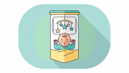 Baby sleeping peacefully in a crib with a mobile toy.