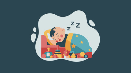 Fototapeta premium Illustration of a person sleeping soundly in bed with Zzz.