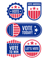 Vote america lets vote and vote today emblems.