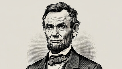 Portrait of Abraham Lincoln in vintage suit and bow tie