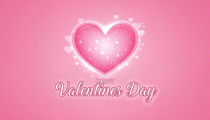 Vector of Happy Valentines Day with blinking heart and pink background design.
