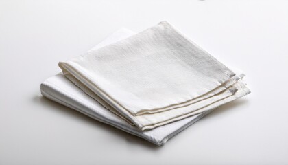 two square white napkins folded and layered against a white background