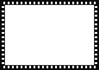 35mm film strip frame overlay with sprocket holes, A4 aspect ratio, isolated on transparent background (PNG).