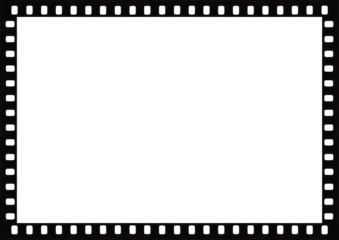 35mm film strip frame overlay with sprocket holes, A4 aspect ratio, isolated on transparent background (PNG).