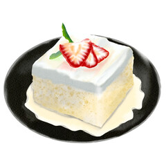 Tres leches cake watercolor illustration
