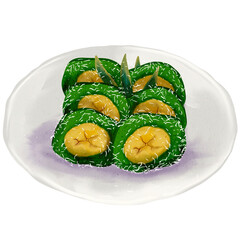 Kue Mata Roda Indonesian traditional cake watercolor illustration