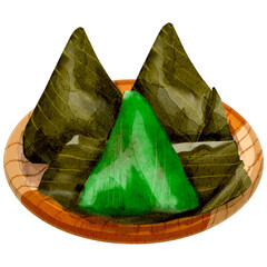 Kue Mendut Indonesian traditional cake watercolor illustration