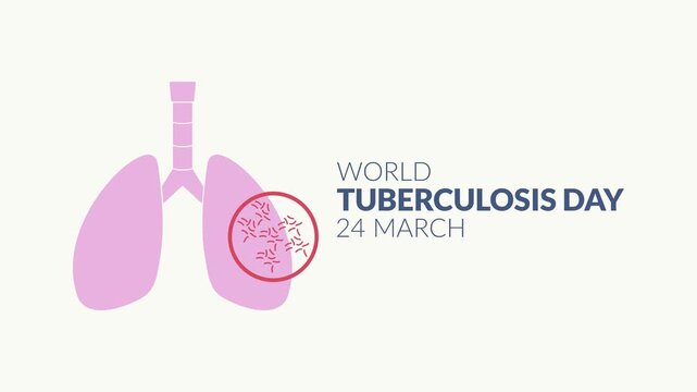 Animation with a World Tuberculosis Day theme featuring text and illustrations of infected lung conditions. Health theme. Simple animation. Motion graphics.