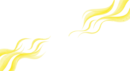 Stylized abstract yellow watercolor sparkle shapes with delicate diffused edges, varying in size, floating gracefully on a clean, expansive white background with ample copy space, creating a magical,