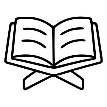 Minimalist open book on a stand vector illustration, symbolizing knowledge and faith.