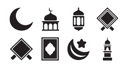 Elegant crescent moon and star ramadan kareem design with a dark silhouette