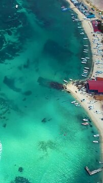 Exotic Destination In Los Roques Caracas Venezuela. Turquoise Ocean Waves Gently Crashing On Tropical Beach. Shore Horizon Beach Sea. Seaside Scenic Coastline. Los Roques Caracas.