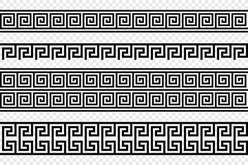 Greek seamless border. Greek key ornaments collection