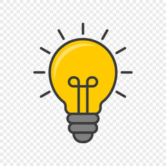Lamp icon flat style. Idea lamp icon